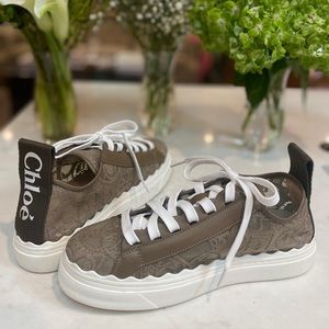 Chloé Lauren scalloped lace sneakers, still in stores, US 8
